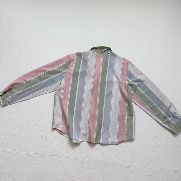 Vintage 80s Miss Fashionality Pastel Stripe Button Up Shirt, Size 42 - Picture 7 of 10
